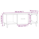ZNTS Coffee Table High Gloss White 102x50x40 cm Engineered Wood 812705
