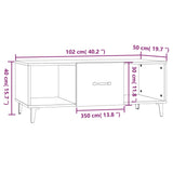 ZNTS Coffee Table High Gloss White 102x50x40 cm Engineered Wood 812705