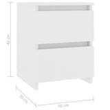 ZNTS Bedside Cabinets 2 pcs White 30x30x40 cm Engineered Wood 800514