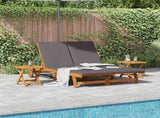 Sun Lounger Reclining with Cushion Dark Grey Solid Acacia Wood 3407700