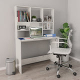 Desk with Shelf High Gloss White 110x45x157 cm Engineered Wood 800393