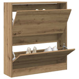 Shoe Cabinet Smoked Oak 80 x 21 x 87.5 cm Engineered Wood 862215