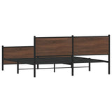 Metal Bed Frame without Mattress Brown Oak 180x200 cm Super King 3301373