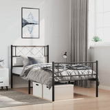 Metal Bed Frame without Mattress with Footboard Black 100x200cm 372290