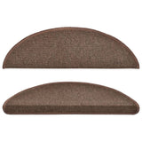 Stair Mats 15 pcs 56x17x3 cm Coffee Brown Half Round 133880