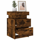 Bedside Cabinets with LED Lights 2 pcs Smoked Oak 35x39x55 cm 836758