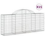Arched Gabion Baskets 15 pcs 200x30x80/100 cm Galvanised Iron 3146102