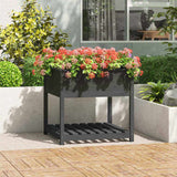 Planter with Shelf Grey 82.5x82.5x81 cm Solid Wood Pine 823796