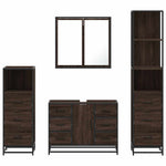 ZNTS 4 Piece Bathroom Furniture Set Brown Oak Engineered Wood 3301264