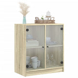 Side Cabinet with Glass Doors Sonoma Oak 68x37x75.5 cm 836422