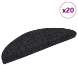 Stair Mats Self-adhesive 20 pcs 56x17x3 cm Black Half Round 3365669