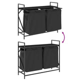 Laundry Basket 2 Compartments with Shelf Black Oak 859075