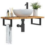 Basin Shelf Wall Mounted Steel and Solid Wood Oak 3302337