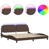 Bed Frame with LED without Mattress "Zadar" Brown 200x200 cm 3214133
