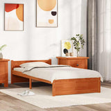 Bed Frame Wax Brown 195.5 x 95.5 x 51 cm Solid Pine Wood 870127