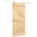 Sliding Door Natural and White 90 x 210 cm Solid Pine Wood 3445007