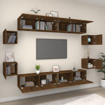 ZNTS 8 Piece TV Cabinet Set Brown Oak Engineered Wood 3114229