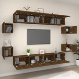 ZNTS 8 Piece TV Cabinet Set Brown Oak Engineered Wood 3114229