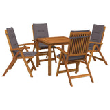 5-Piece Garden Dining Set Natural Solid Acacia Wood 3434597