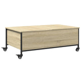 ZNTS Coffee Table with Wheels Sonoma Oak 91x55x34 cm Engineered Wood 842297