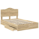 Storage Bed with Drawer Sonoma Oak 135 x 190 cm Engineered Wood 3413515