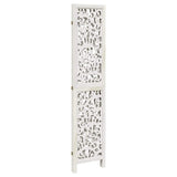 Room Divider 3 Panels White Solid Wood Paulownia 358734