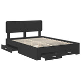 Bed Frame with Headboard Black 140 x 200 cm Engineered Wood 3412365