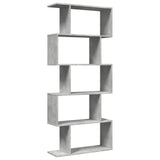 Room Divider Bookcase 5-Tier Concrete Grey 70x24x161 cm Engineered Wood 858096
