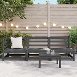 3 Piece Garden Lounge Set Grey Solid Pinewood 805707