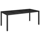 7 Piece Garden Dining Set with Cushions Black Poly Rattan 3212460