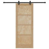 Sliding Door Natural and Black 83 x 211 cm Solid Pine Wood 3333534