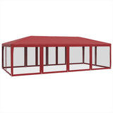 Party Tent with 12 Mesh Sidewalls Red 8x4 m HDPE 4010075