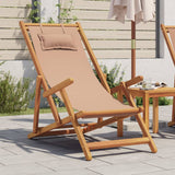 Folding Chair Taupe Solid Wood Eucalyptus and Fabric 366561
