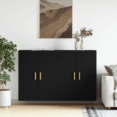 Wall Mounted Cabinets 2 pcs Black Engineered Wood 3197874