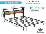 150cm200cm King Metal Bed Frame with RGB Smart LED Lights & Storage Headboard, Heavy Duty 363kg T6135P515917