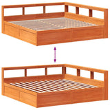 Bookcase Bed without Mattress Wax Brown 180x200cm Solid Wood Pine 3324453