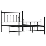 Metal Bed Frame without Mattress with Footboard Black 107x203cm 353551