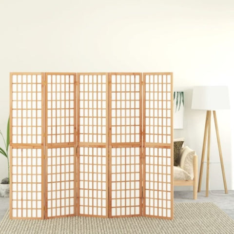 Folding 5-Panel Room Divider Japanese Style 200x170 cm 352085