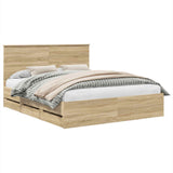 Bed Frame with Drawer Sonoma Oak 160 x 200 cm Engineer Wood 3411098