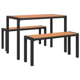 Garden Dining Set 3 pcs Brown Steel 42001770
