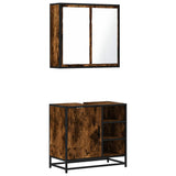 2 Piece Bathroom Furniture Set Smoked Oak Engineered Wood 3300907