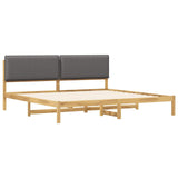 Bed Frame with Upholstered Headboard Whitewash and Light Grey 3405037