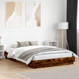 Bed Frame with LED without Mattress Smoked Oak 150x200 cm King Size 3209790