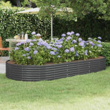 Garden Raised Bed Galvanised Steel 296x140x36 cm Anthracite 319031