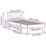 Bed Frame with Headboard Natural 90 x 190 cm Solid Pine Wood 872464