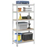 5-Layer Heavy-duty Shelf Silver Steel&Engineered Wood 4016958