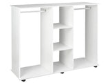 Open Wardrobe Double Mobile Storage Shelves Organizer W/6 Wheels-White T3398P343294