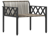 Outdoor Furniture Set 3 pcs Grey and Navy Blue Poly Rattan 42025350