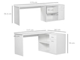 L-Shaped Desk, Corner Computer Desk, Adjustable Study Table with Storage Shelf, Drawer and Cabinet, T3398P329832