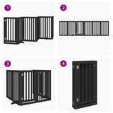 Dog Gate with Door Foldable 6 Panels Black 300 cm Poplar Wood 352255